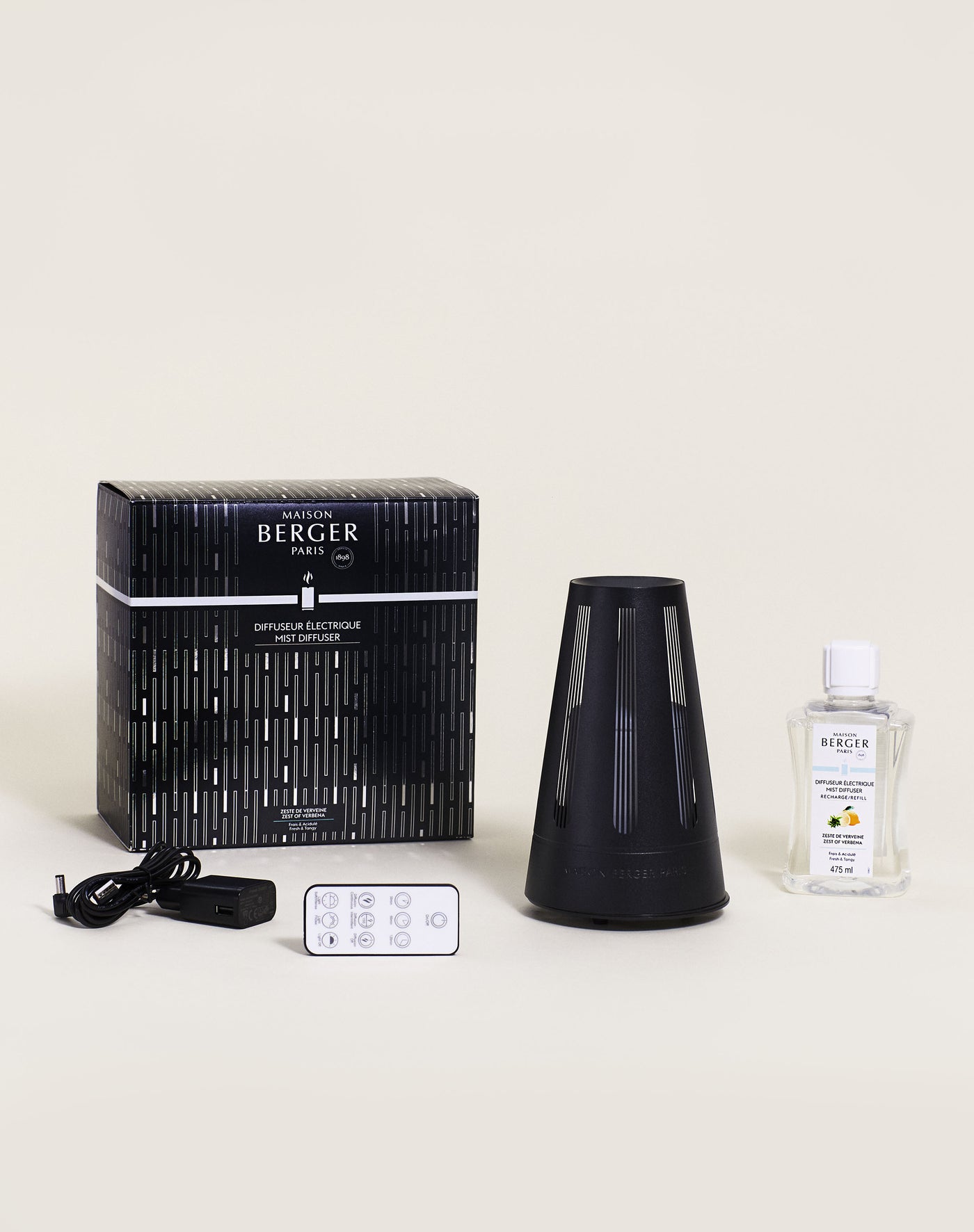 Amphora Black Satin Mist Diffuser with Zest of Verbena